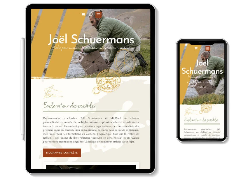 Affichage du site sur tablette et smartphone